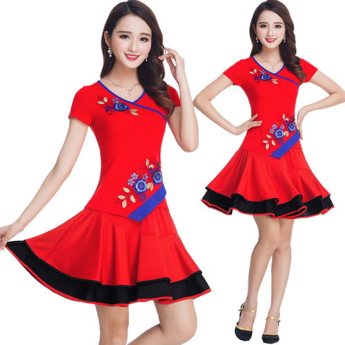 a05莫代尔杨丽萍梅花款广场舞服装套装夏季舞蹈服装女妈妈装大码