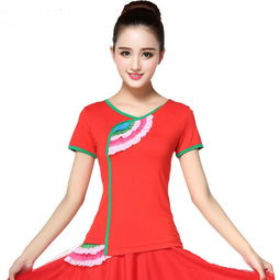 广场舞服装服饰新款花边短袖上衣牛奶丝面料跳舞衣服153图片大全 邮乐官方网站